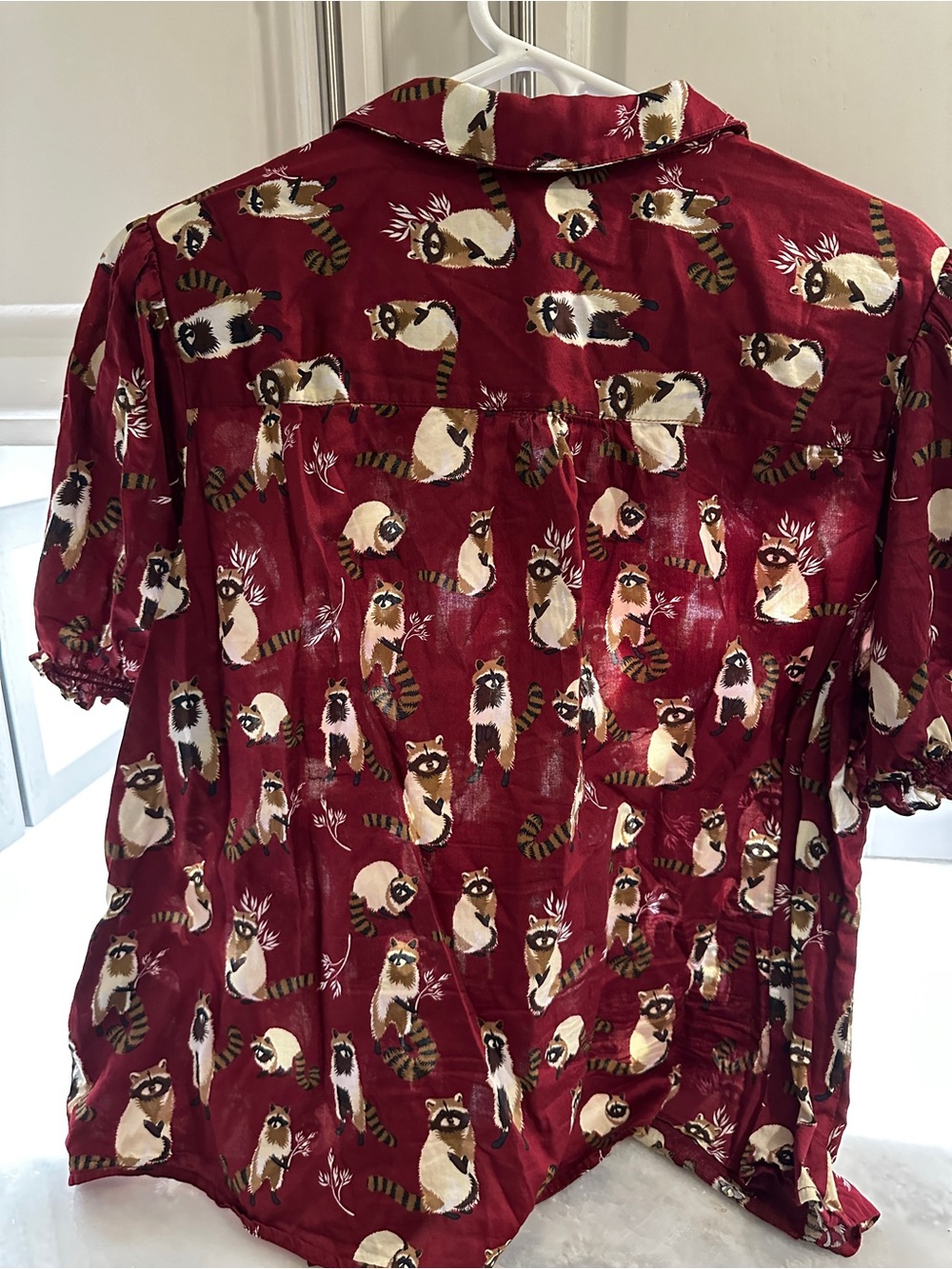ModCloth Burgundy Raccoon Print Button-Up - Picture 4 of 5